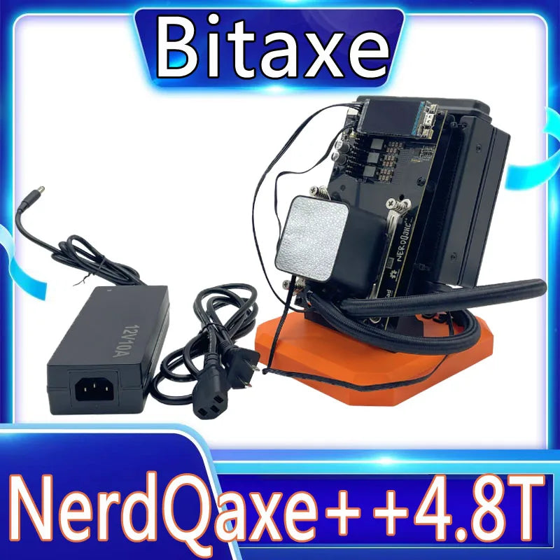 2025 New Arrival Bitaxe NerdQaxe++ Hydro Asic Miner 4.8T 78W Mining Powerful Bitcoin Solo BTC Miner With Power Supply Home Miner