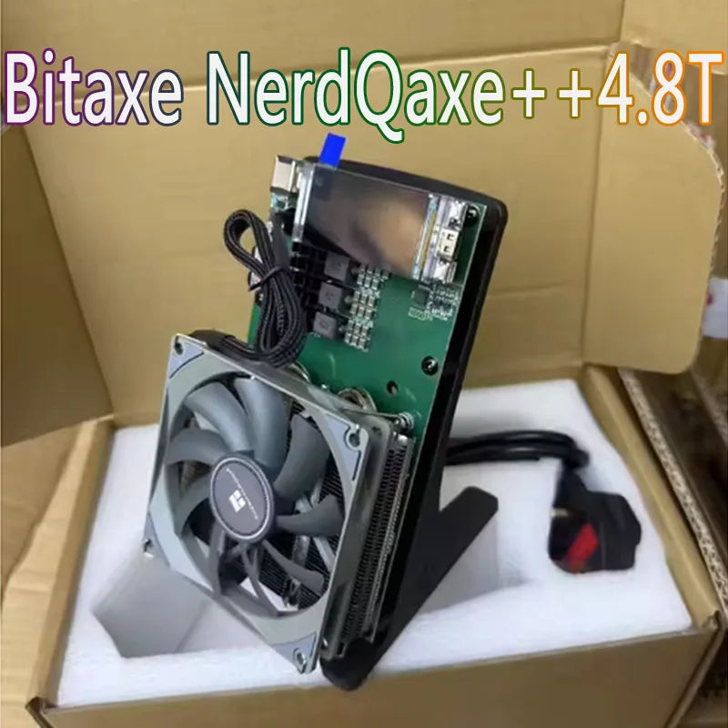 New Arraive NerdQaxe++4.8TH/s Bitcoins Miner 4Pieces BM1370 Asic Chip Solo BTC 80W 2.4G WiFi Open-Source Mining Machine With PSU