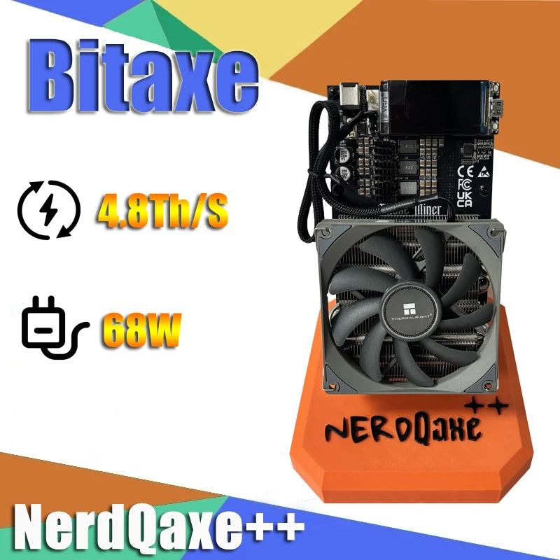 CE/FCC Certification Original Bitaxe NerdQaxe++ 4.8TH/s 68w Bitcoins Miner 4 PCS BM1370 Asic Chip Solo BTC miner With PSU