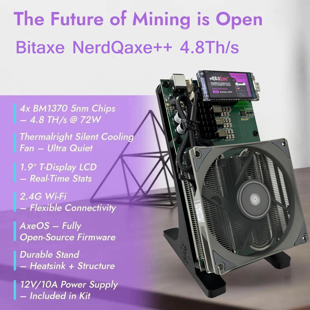 Bitaxe NerdQaxe++ 4.8TH/s Bitcoins Miner 4 Pieces BM1370 Asic Chip Solo BTC 80W 2.4G WiFi Open-Source Mining Machine With PSU