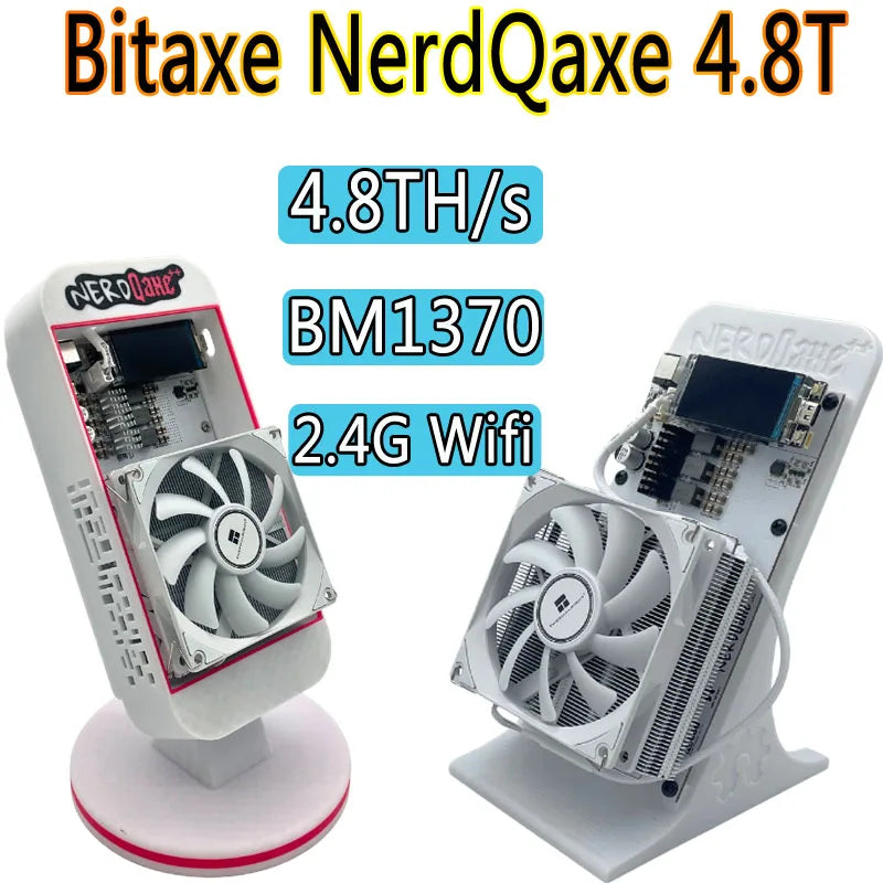 2025 New Bitaxe NerdQaxe++ BTC Solo Miner 4.8T-5TH/S 80W 4XBM1370 ASIC Chip Open Source Bitcoin Crypto Miner Silent Miner
