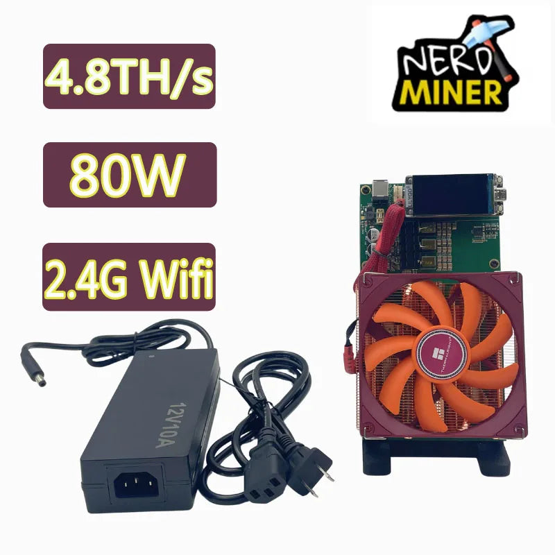 Bitaxe NerdQaxe++ BTC Solo Miner 4.8T-5TH/S 80W 4XBM1370 ASIC Chip Open Source Bitcoin Crypto Miner Silent Miner