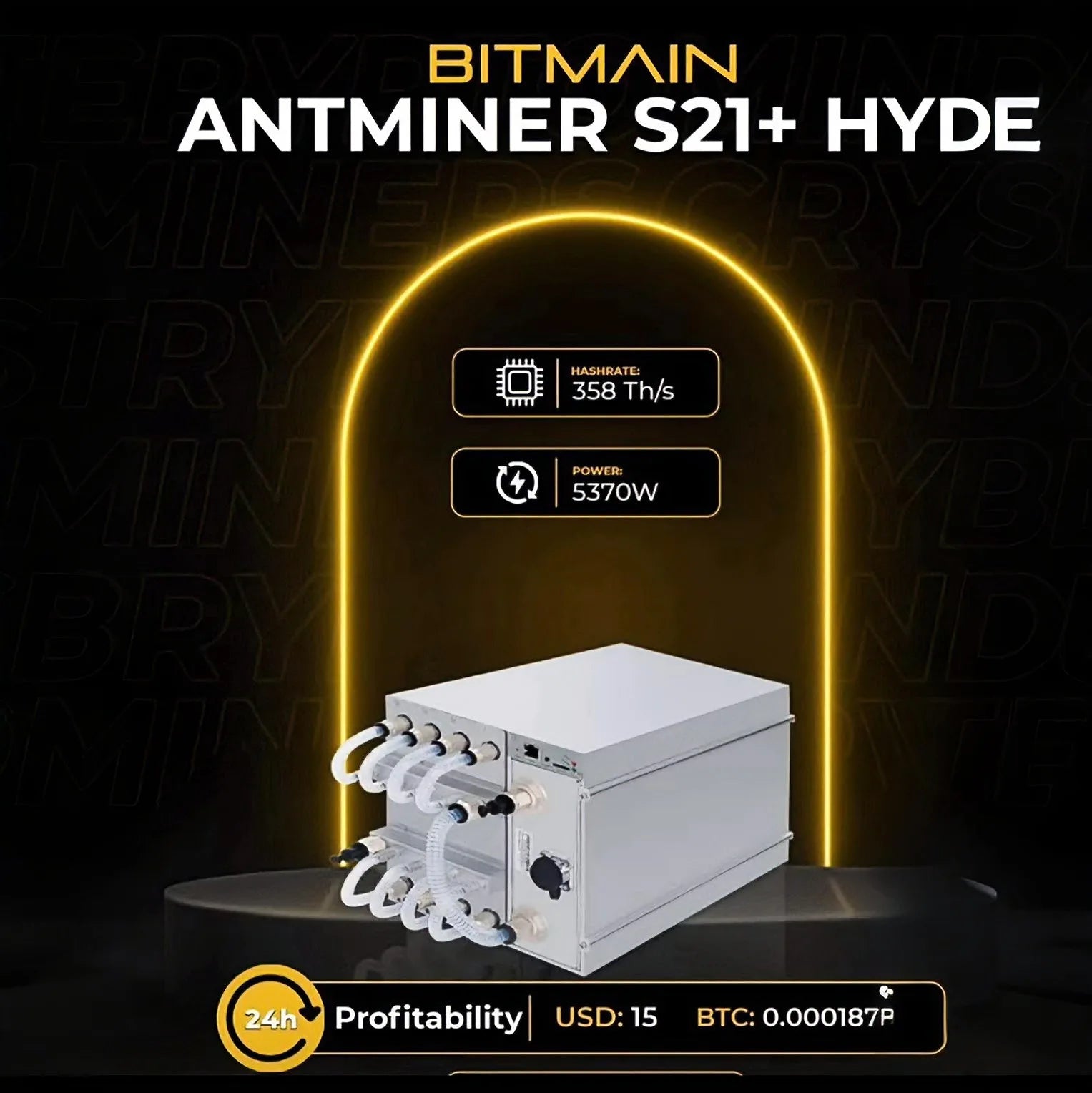 New Bitmain Antminer S21+ Hyd. 395T 5925W 3 Phase Input 380~415V Bitcoin Mining Machine Crypto Asic Miner with PSU