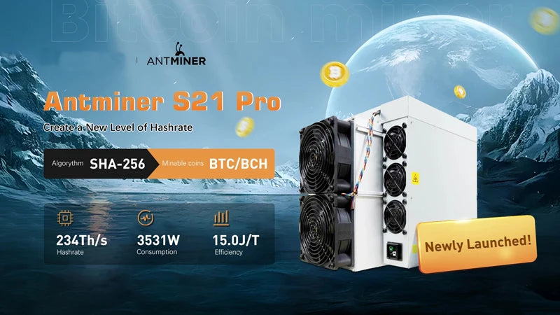 New List Bitmain Antminer S21 Pro 234T 3510W 245T Bitcoin BTC ASIC Miner