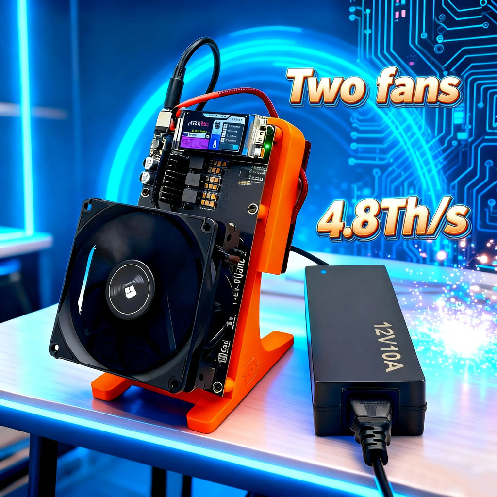 2 Fans Bitaxe NerdQaxe++ Hydro 4.8T Liquid-Cooled Bitcoin Miner with 4*BM1370 ASIC Chips 2.4G WiFi Crypto Machine for Mining