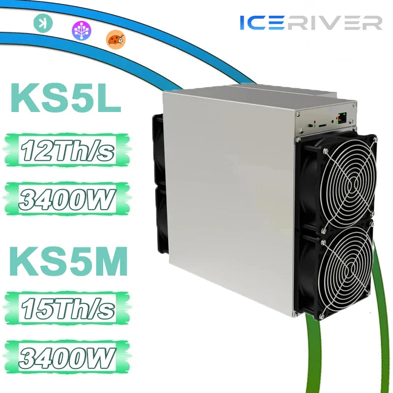 Brand New IceRiver KS5M 15T 3400W KS5L 12T 3400 with Power Supply KAS Miner Crytpo Miner