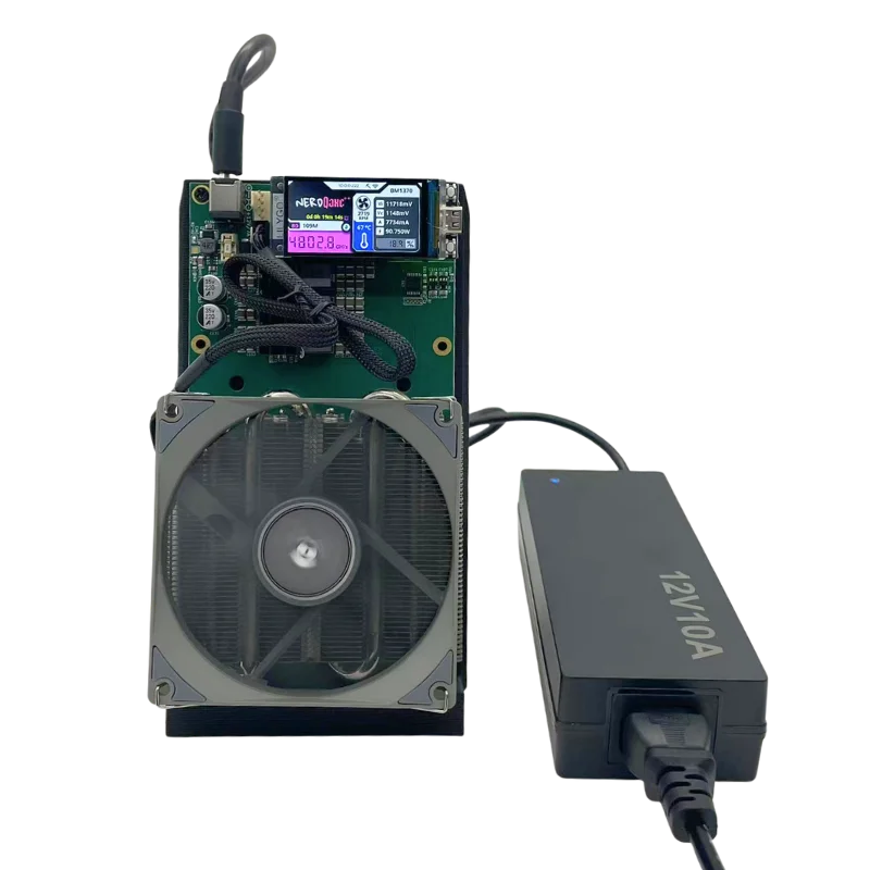 New Arraive Bitaxe NerdQaxe++ 4.8TH/s 78w Bitcoins Miner 4 PCS BM1370 Asic Chip Solo BTC miner With PSU Btc Mining Machine