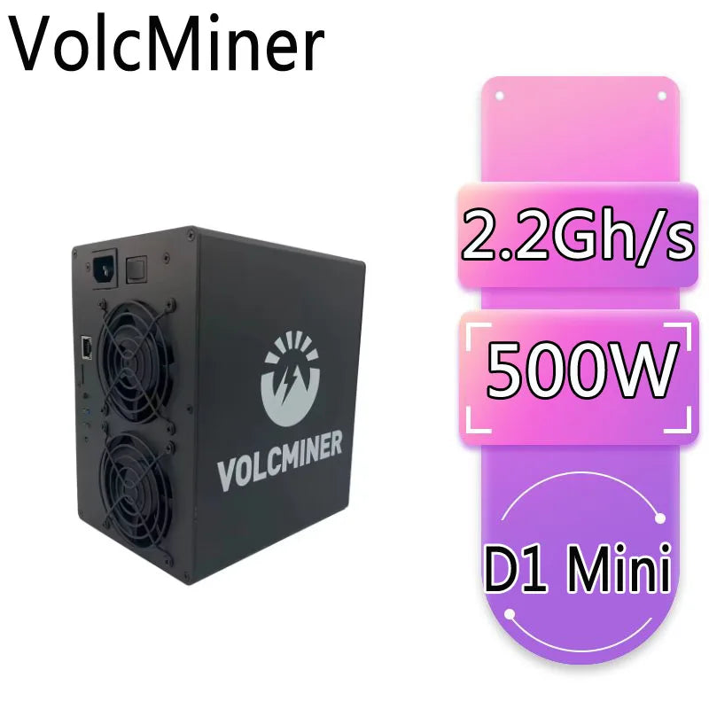 VolcMiner D1 Mini Pre is an ASIC miner designed for Scrypt algorithm maximum hashrate of 2.2Gh/s 500W of power