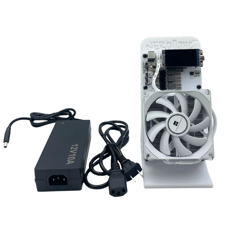 2025 New Bitaxe NerdQaxe++ BTC Solo Miner 4.8T-5TH/S 80W 4XBM1370 ASIC Chip Open Source Bitcoin Crypto Miner Silent Miner