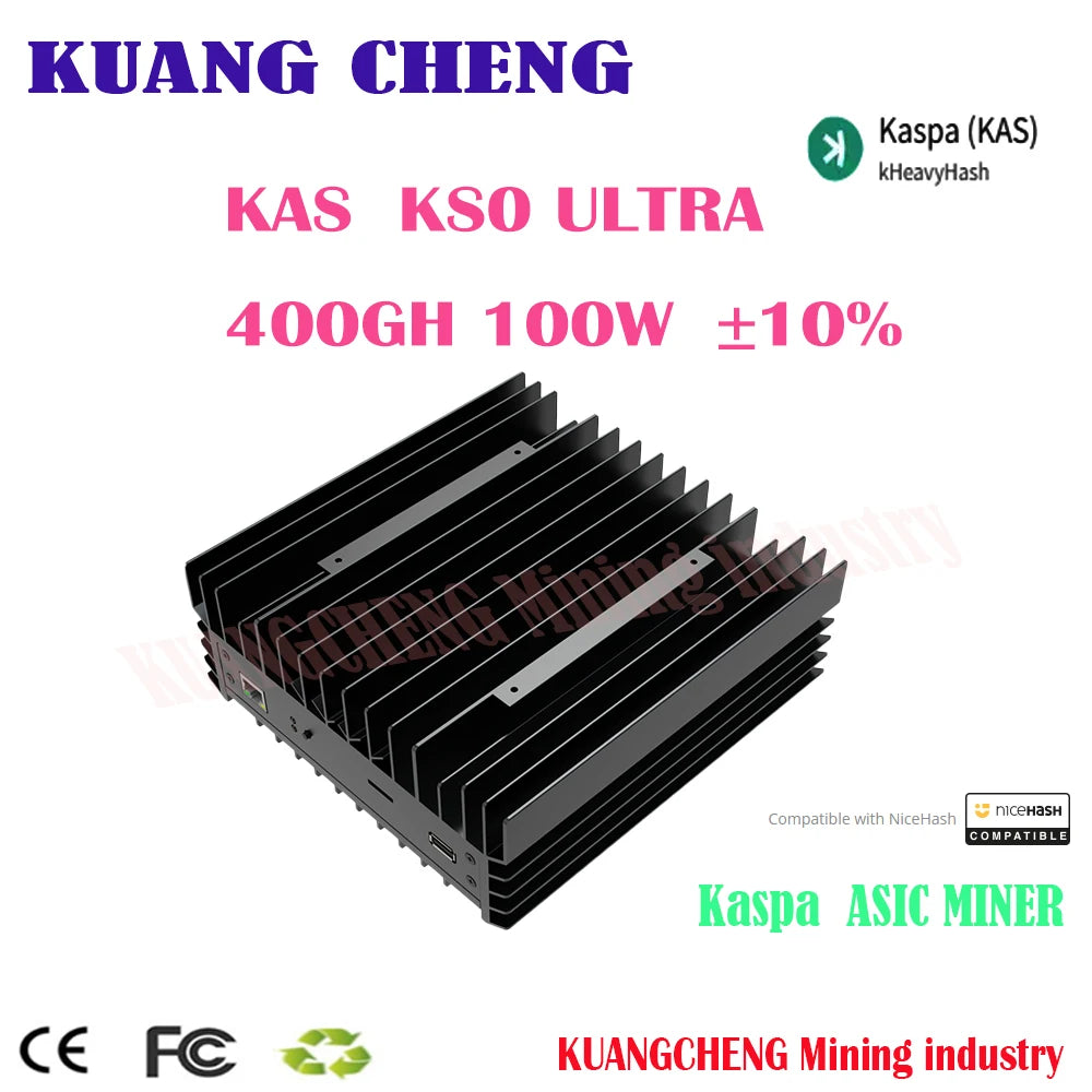 IceRiver KS0 ULTRA 400Gh/S 100W Kaspa Mining  KAS ASIC MINER with PSU KAS Mining More economical than KS1 KS2 KS3m KS3 KS3l