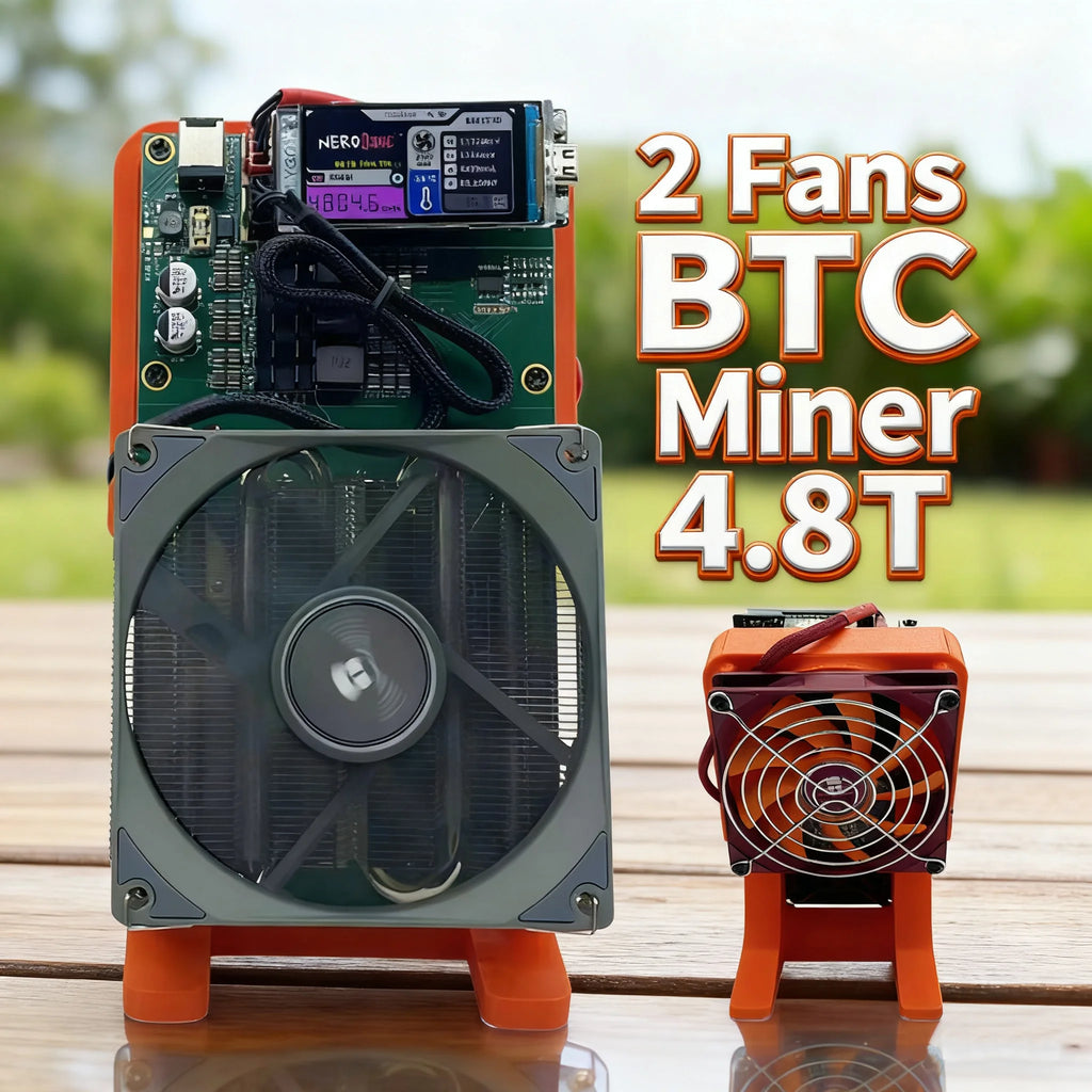 Latest Style, 2 Fans, Bitcoin Miner New Bitaxe NerdQaxe++ 4.8TH/s 80W ASIC Miner BTC Miner Open-Source Home Bitcoin Miner