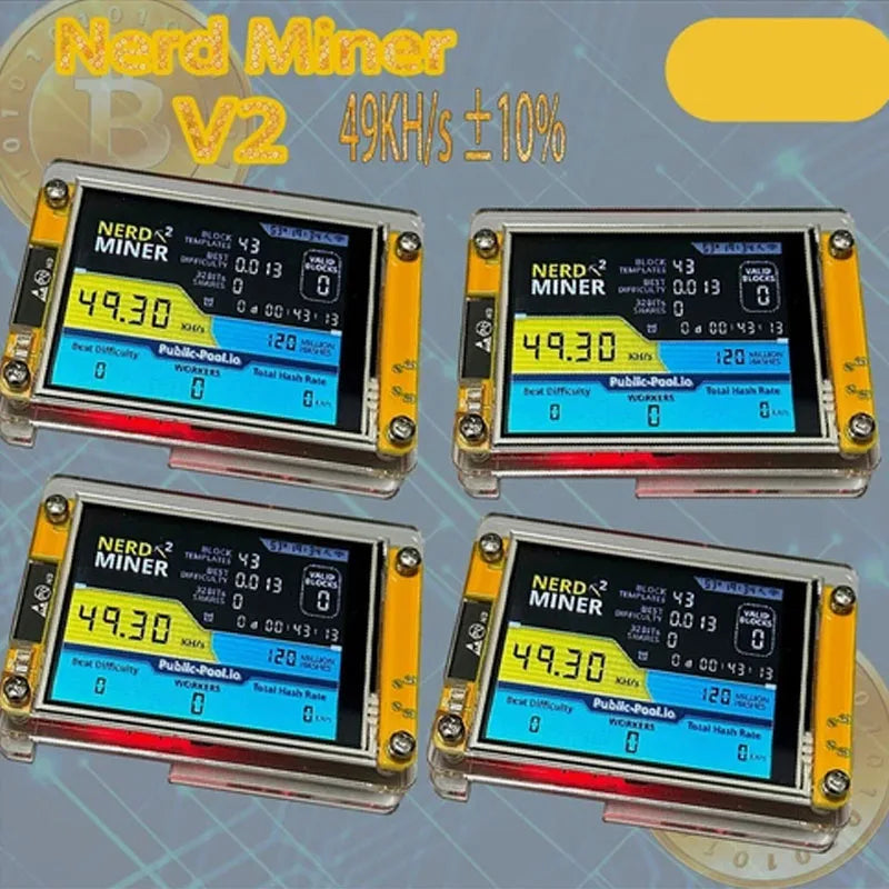 New Bitcoin Miner nerd miner V2 2.8 inches btc miners 375kH/S BTC miner BCH DGB Crypto miners Firmware Nerdminer LCD Display