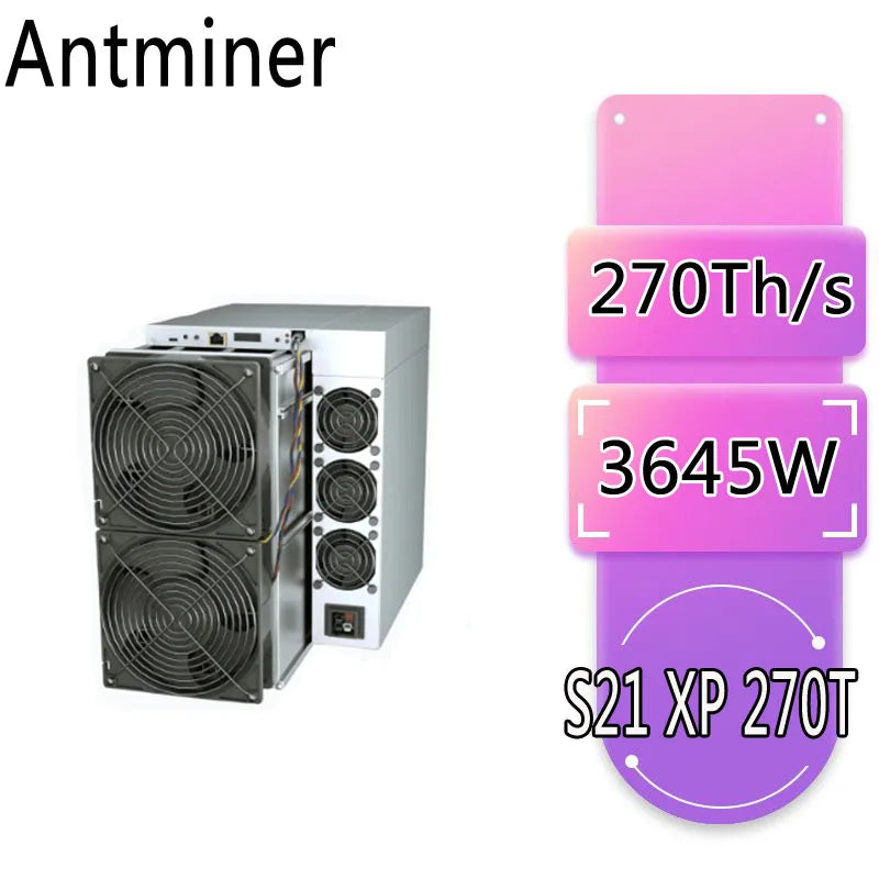 Bitmain Antminer S21 XP 270Th is an ASIC miner designed for SHA-256 algorithm specifically targeting BTC Bitcoin