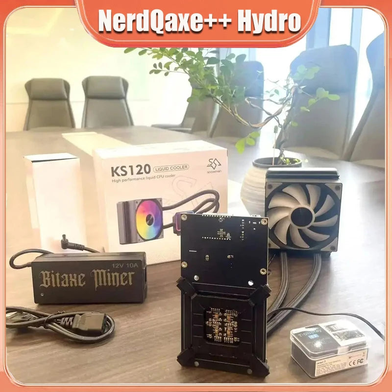 2025 New Bitaxe NerdQaxe++ Hydro 4.8TH/s Bitcoins Miner 4 PCS BM1370 Asic Chip Solo BTC Miner 78W With Power Supply