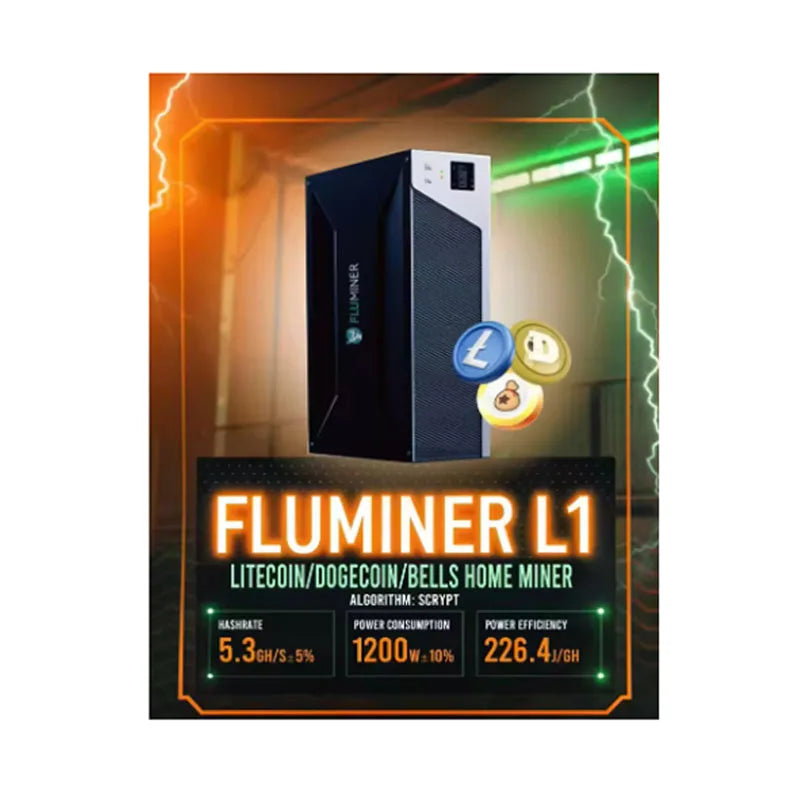 New Fluminer L1 Doge Miner 5300Mh/s 1200W Dogecoin Miner Low power Consumption Support 110-240V Low Noise Doge BEL LTC Miner