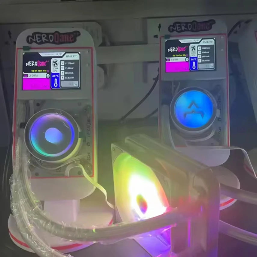 2025 New Bitaxe NerdQaxe++Water Cooling 4.8th/s Computing Power Bitcoin Miner White