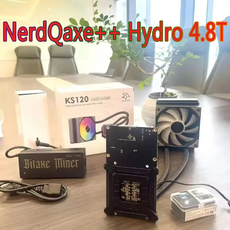 New Arrival Bitaxe Gammer NerdQaxe++ Hydro 4.8T 78W Water Cooling Prevent Overheating BTC Mining Bitaxe Miner