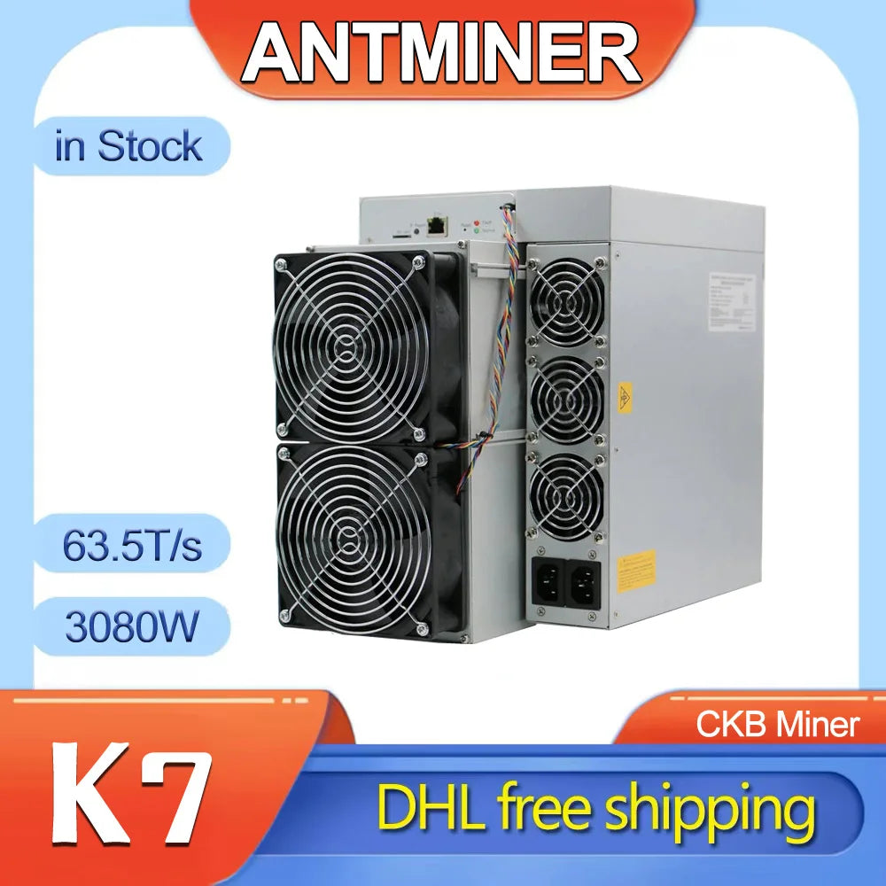 New Bitmain Antminer K7 63.5TH/s 3080W CKB Miner Eaglesong Mining Hardware Bitmain K7 CKB Mining Rig With PSU Asic Miner CKB