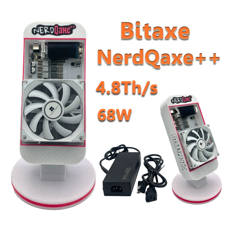 New Bitaxe NerdQaxe++ 4.8TH/s 68w Bitcoins Miner 4 PCS BM1370 Asic Chip Solo BTC miner With 120W Power Supply