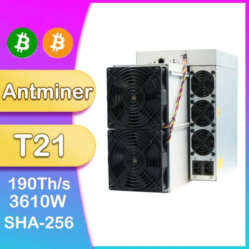 Antminer T21 190Th/s BTC Miner 3610W Crypto Mining New Machine In Stock, Free Shipping