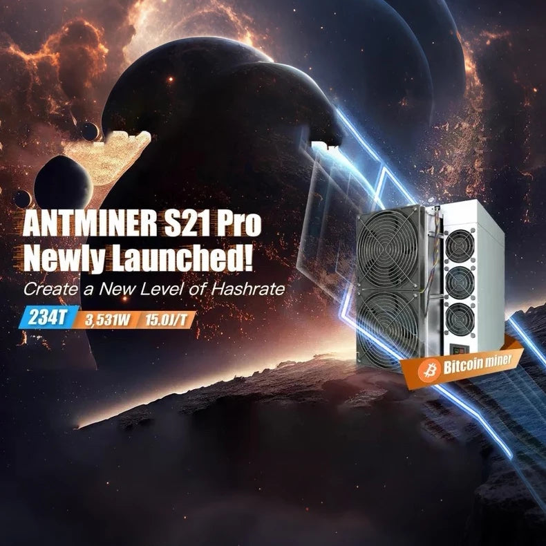 New Bitmain Antminer S21 Pro 234T Bitmain Miner 3510W/h 15J/t BTC BCH Crypto Mining Machine Asic Miner with PSU