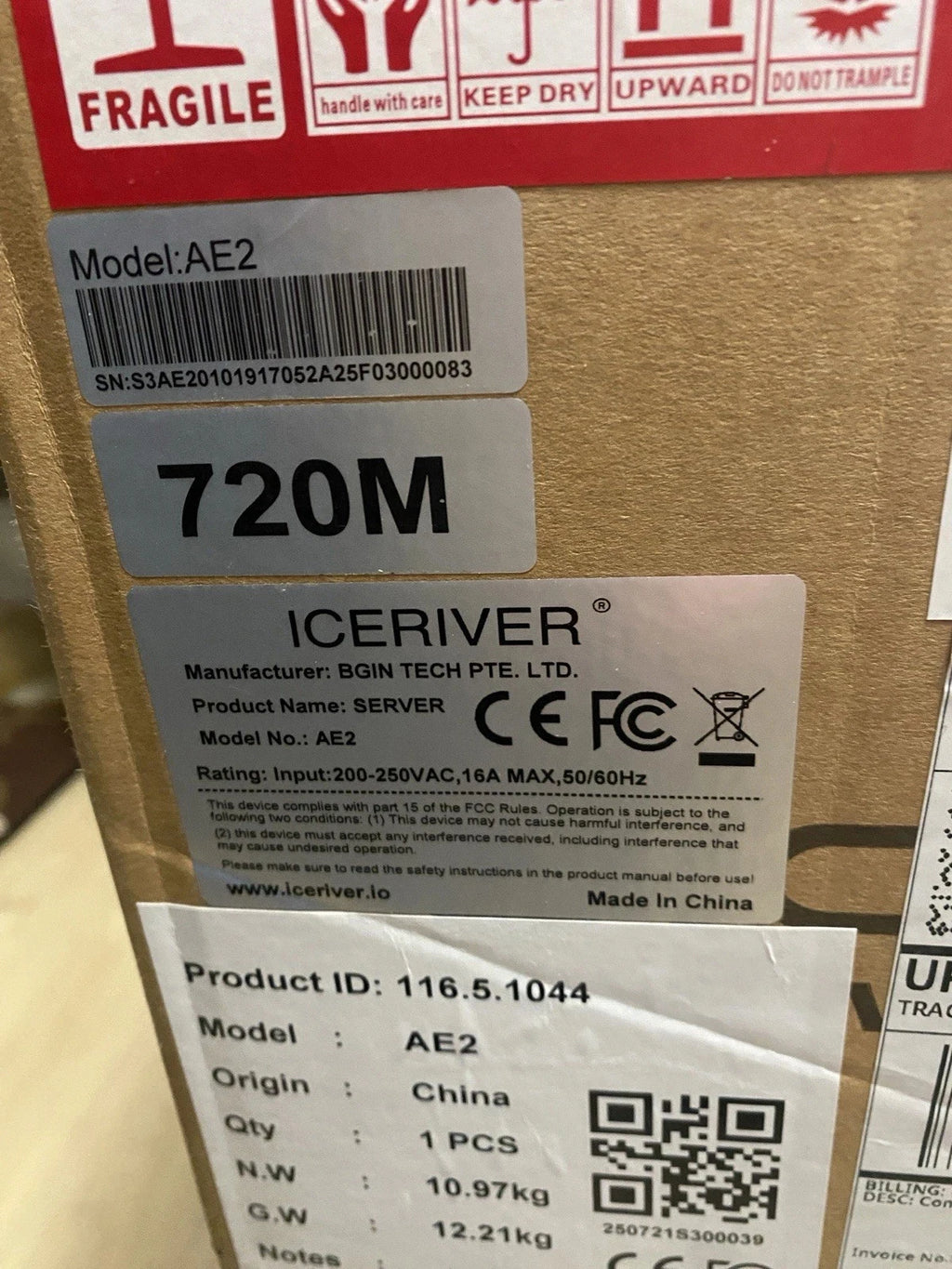 Brand New IceRiver ALEO AE2 720 MH/s 1300W 100-240V with PSU zkSNARK algorithm powerful ALEO ASIC miner