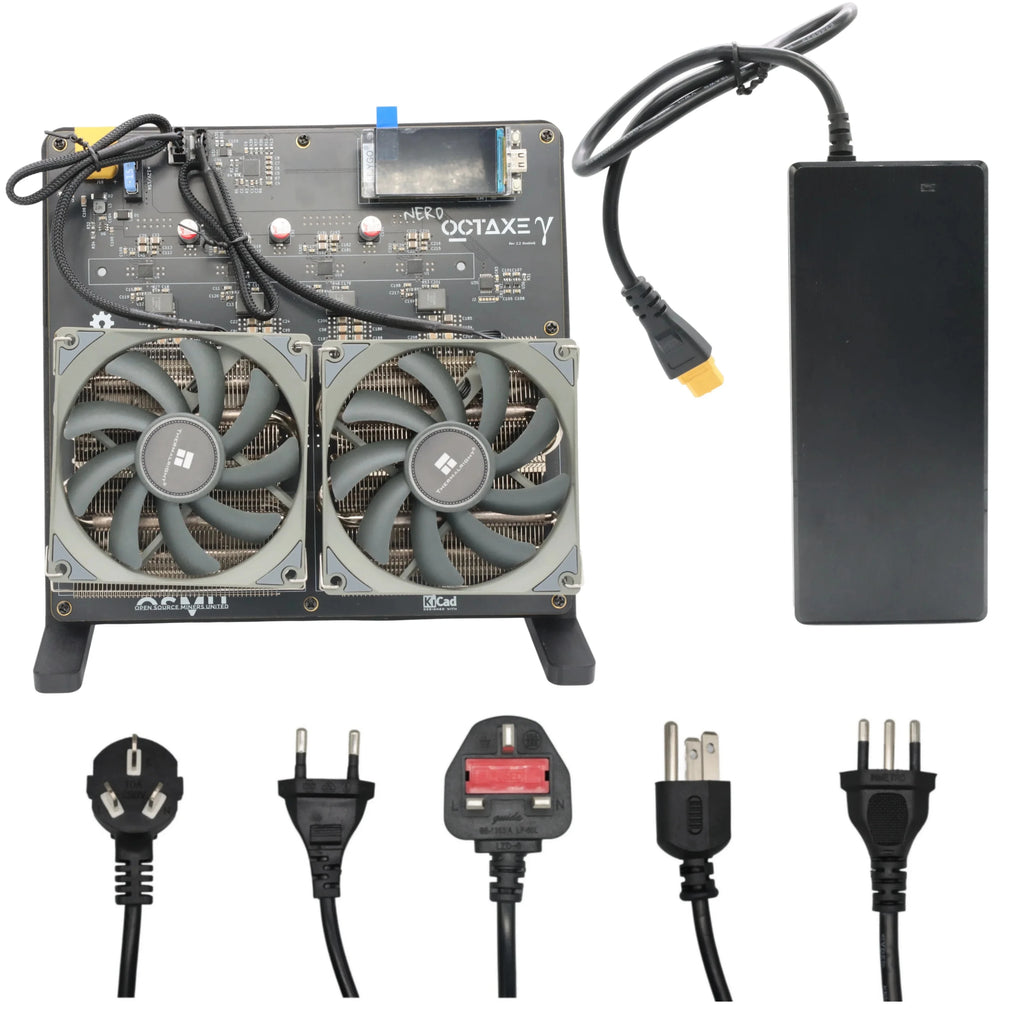 The Newest Bitaxe NerdOCTAxe Dual Fans Air Cooling 9.6Th/s 160W Miner Home Mini Bitcoin BCH Asic Mining Machine with PSU