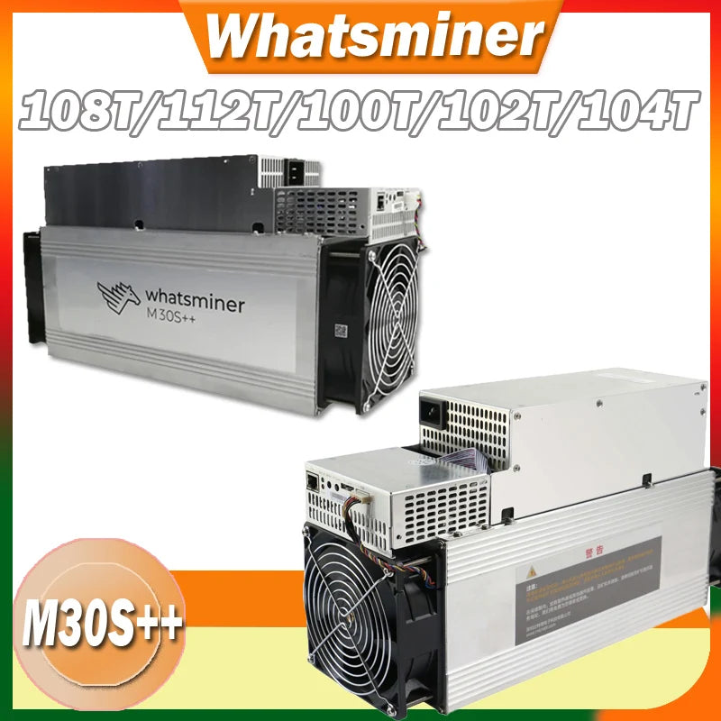 Whatsminer M30S++ Miner In Stock,112T/108T/100T/102T/104T Crypto Bitcoin Mining Machine, Free Shipping,