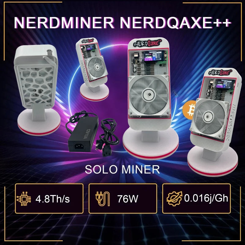 Brand New NerdQaxe 4.8 ASIC Miner 4.8TH/s 75W Home Bitcoin Open Source Miner Home Mining Bitcoin Mining Machine with PSU