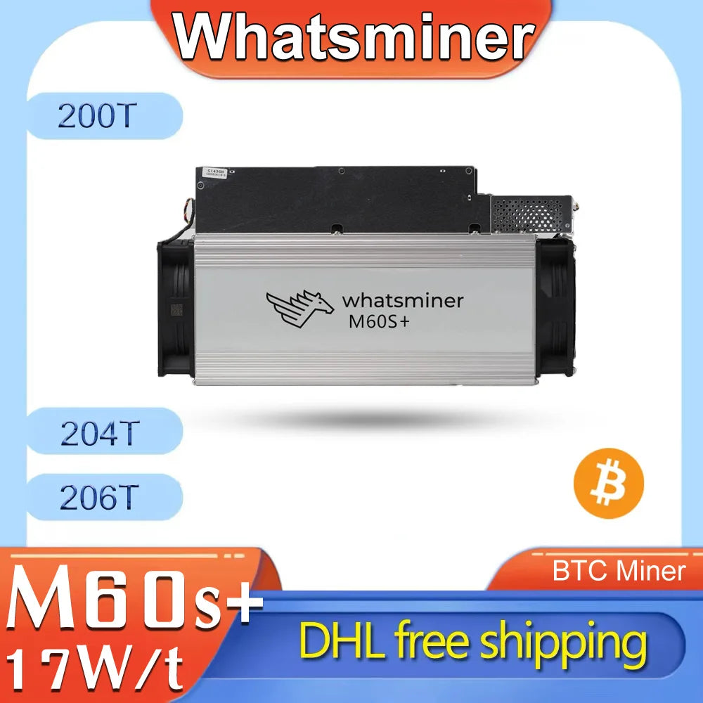 New MicroBT Whatsminer M60S+ 17W/T 200T 202T 204T 206T BTC Miner Bitcoin Crypto Mining BCH BCV Asic Miner Machines