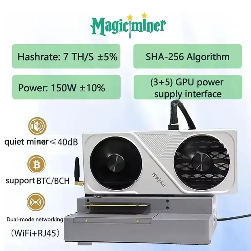 Fortune Miner Magic Miner BG02 Graphics Card Mining Machine Solo Lucky Miner 7Th/s 150W Desktop PC BTC Bitcoin Miner Home Office