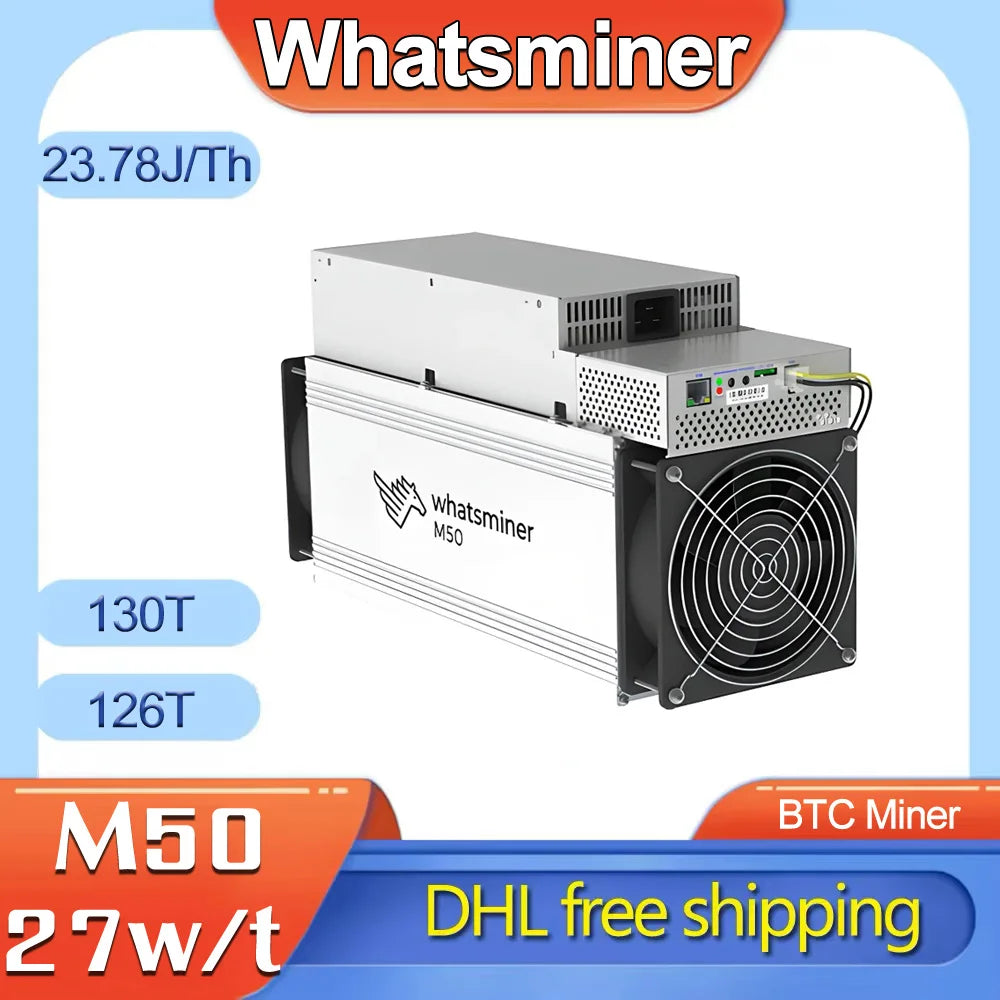 Brand New MicroBT Whatsminer M50 Miner 27W/T 126T 128T 130T BTC Bitcoin Coin Miner Asic Miner Cryptocurrency Mining