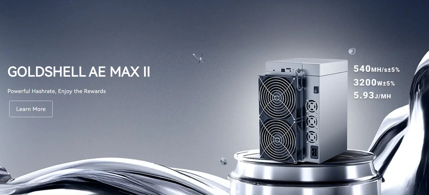 Goldshell AE Max II Miner 540Mh/s 3200W for Aleo zkSNARK Algorithm High Efficiency Crypto Miner Low Power Consumption