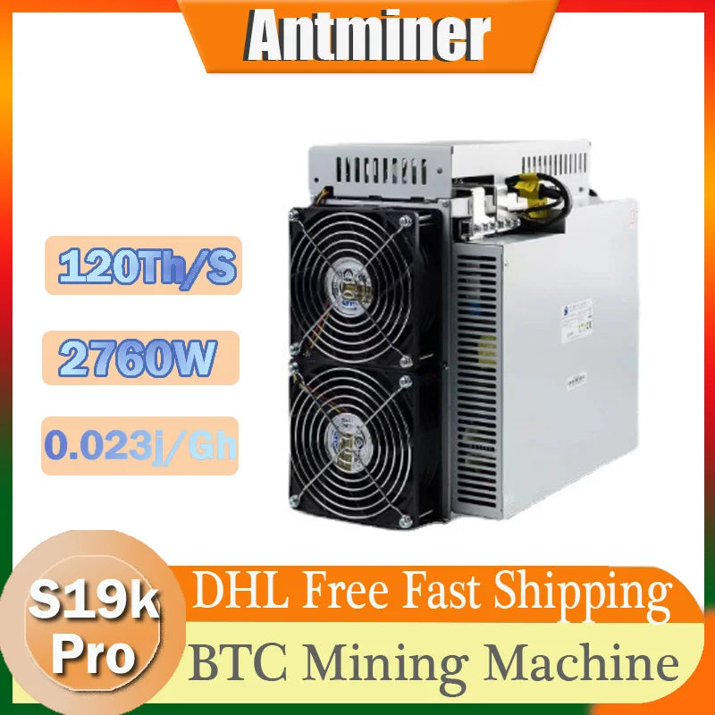 New S19kpro 120T 2760W Miner, Antminer S19K Pro 115T Asic Miner BTC Crypto Mining Machine, Free shipping