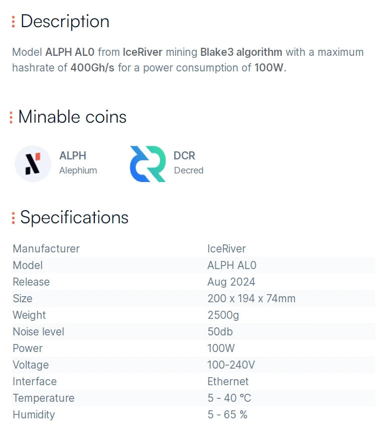 IceRiver ALPH AL0 400GH 100W Miner Alephium Mining Crypto Asic Miner Blake 3 Algorithm With Power Supply Free Shipping in Stock