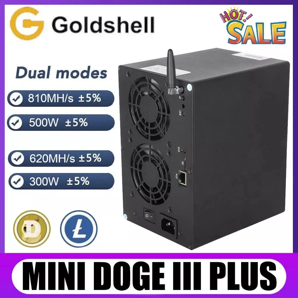 Goldshell Mini DOGE III Plus LTC&Doge Miner 810MH/S 500W LTC&Doge Coin Miner