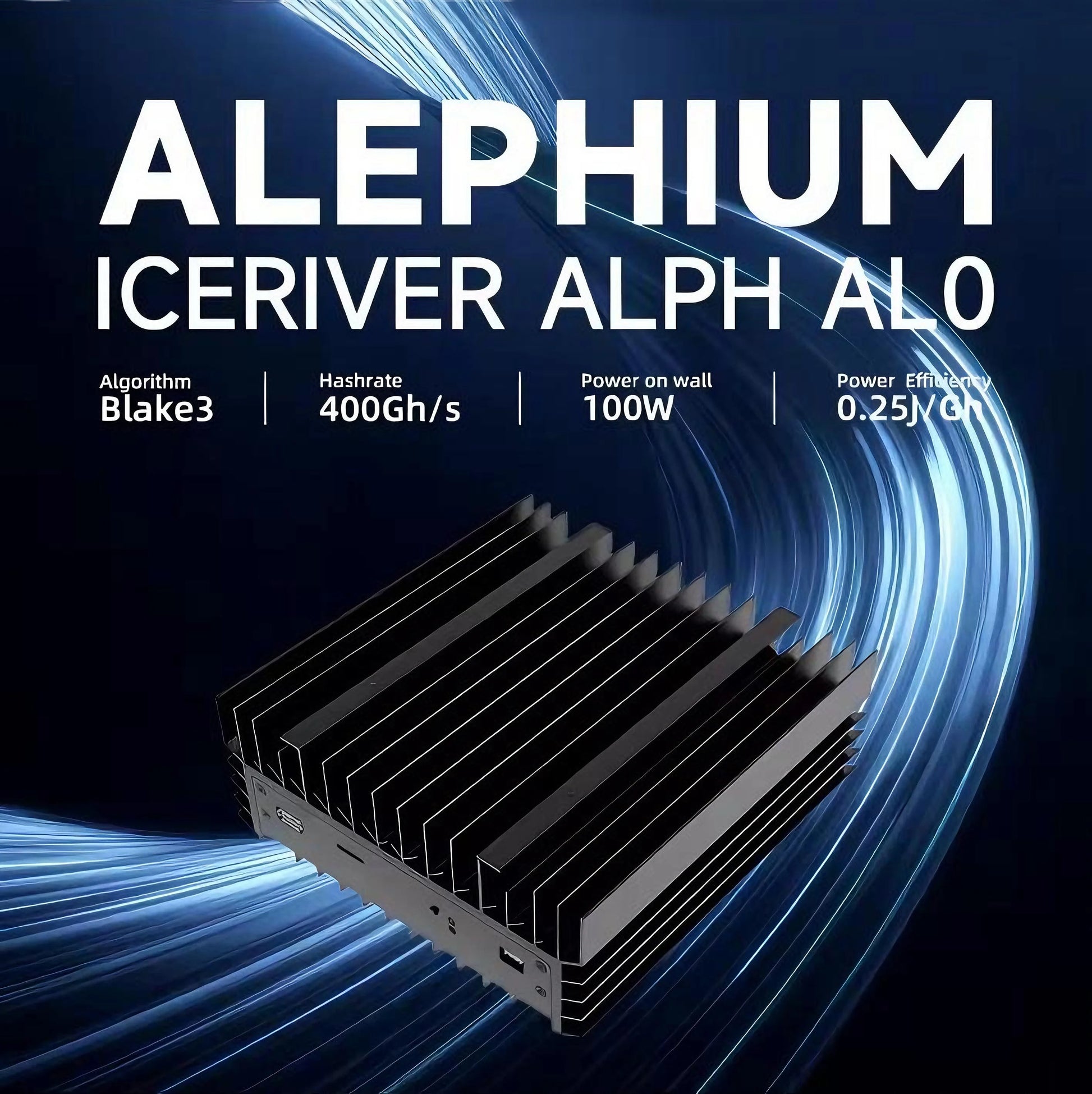 New IceRiver AL0 ALPH Alephium Miner 400GH/s ±5% Hashrate 100W Power Blake 3 Algorithm Crypto Asic Miner With PSU Free Shipping