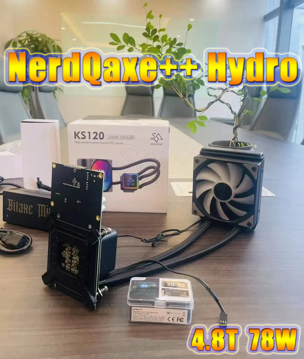 New Arrival Bitaxe Gammer NerdQaxe++ Hydro 4.8T 78W Water Cooling Prevent Overheating BTC Mining Bitaxe Miner