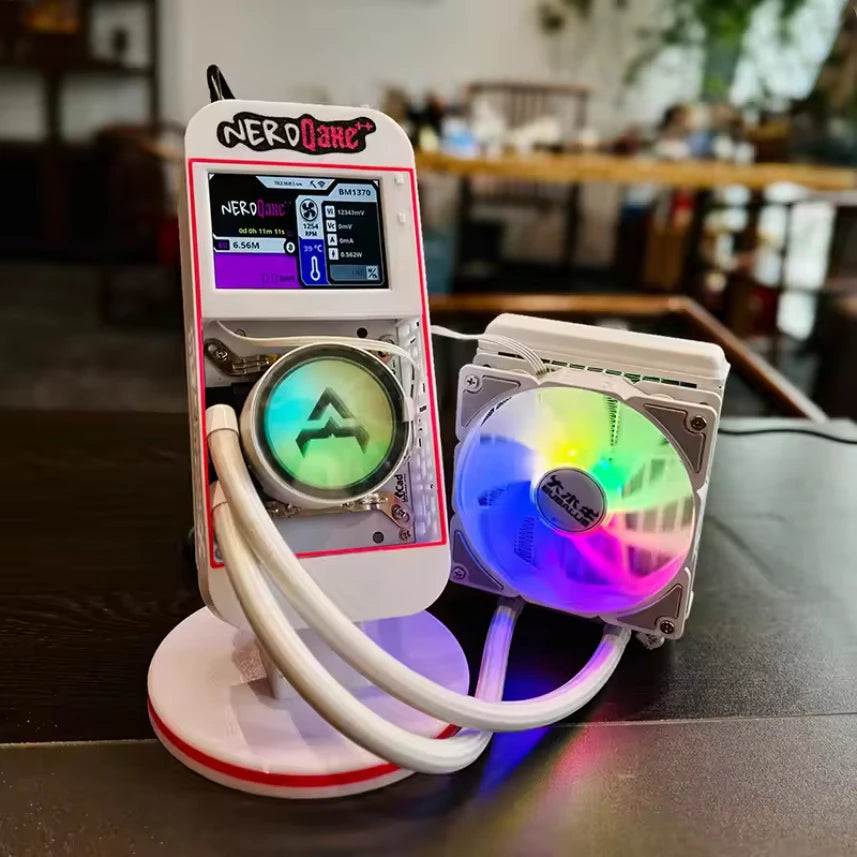 2025 New Bitaxe NerdQaxe++Water Cooling 4.8th/s Computing Power Bitcoin Miner White