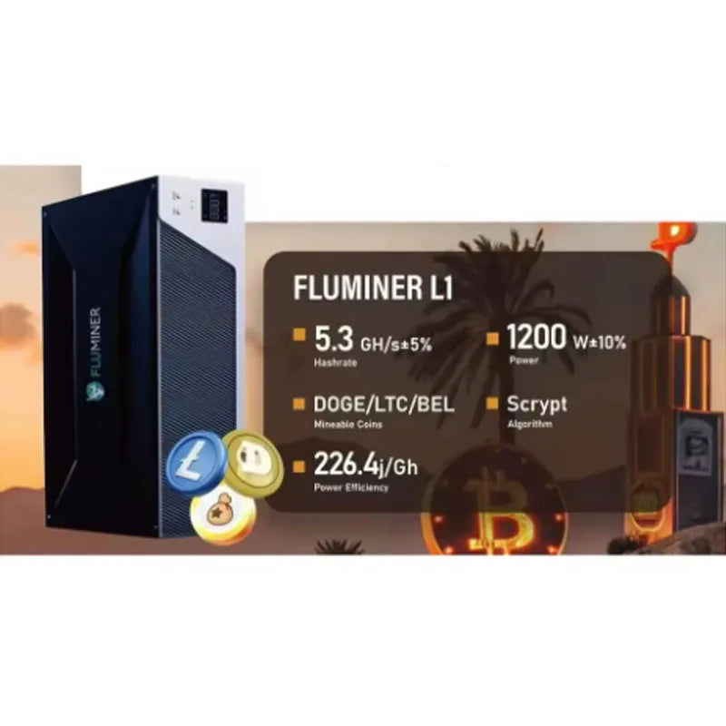 New Fluminer L1 Doge Miner 5300Mh/s 1200W Dogecoin Miner Low power Consumption Support 110-240V Low Noise Doge BEL LTC Miner
