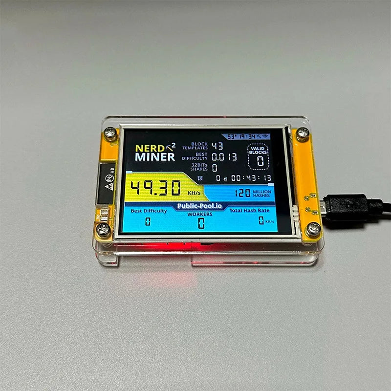 New Bitcoin Miner nerd miner V2 2.8 inches btc miners 375kH/S BTC miner BCH DGB Crypto miners Firmware Nerdminer LCD Display