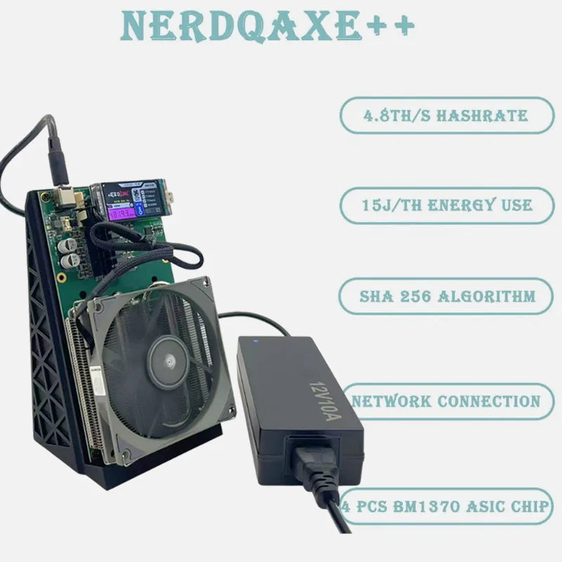 New Arraive Bitaxe NerdQaxe++ 4.8TH/s 78w Bitcoins Miner 4 PCS BM1370 Asic Chip Solo BTC miner With PSU Btc Mining Machine