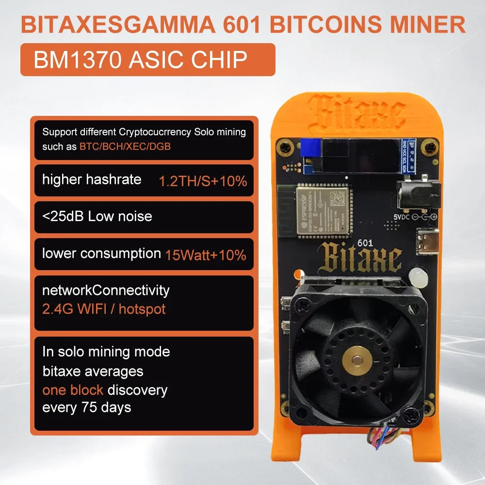 New 2025 Bitcoin Miners Bitaxe 601 Gamma 1.2TH/s Low Noise ASIC Miner Home Mining BTC Miners Cryptos Miner Mining Device
