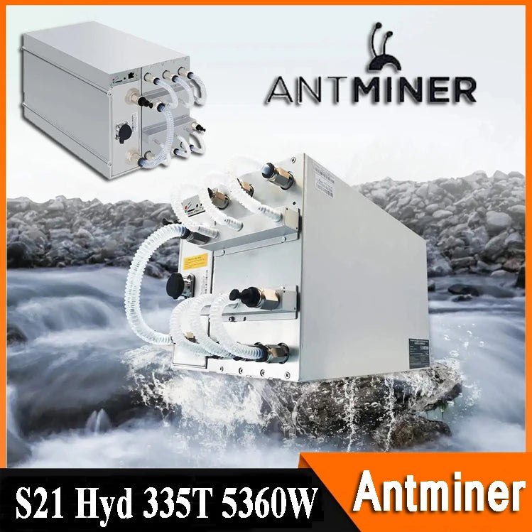 New Bitmain Antminer S21 Hyd (335Th) Bitcoin Miner BTC/BCH/BSV SHA256 Hydro-cooling Miner 335T 5360W 16.0J/T Free Shipping