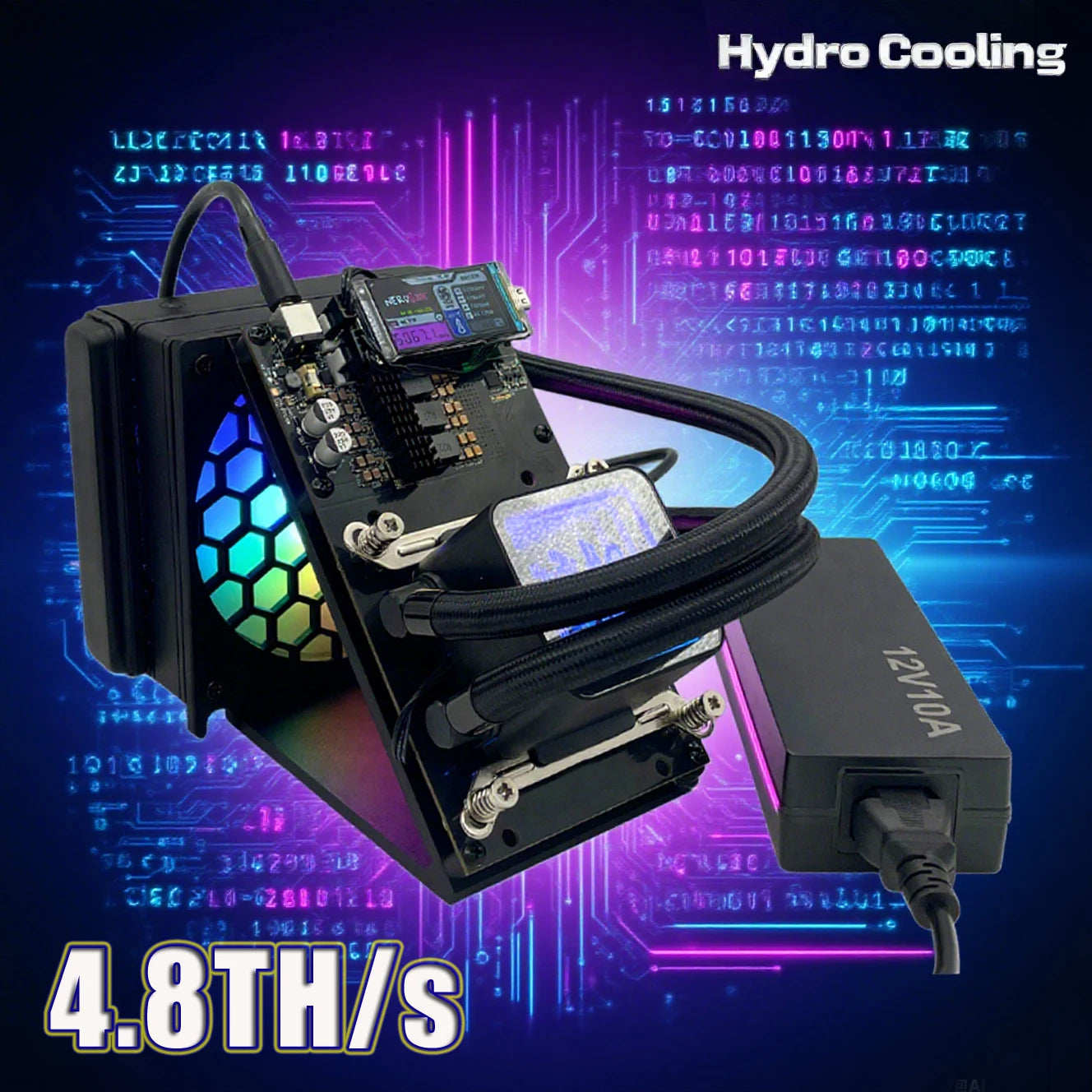 The Newest Triangular Bracket Hydro Cooling Bitaxe NerdQaxe++ ASIC Miner 4.8TH/s BTC Solo Miner  Water Cooling NerdQAxe