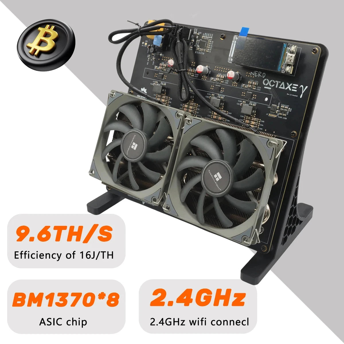 2025 New Bitaxe NerdOCTAxe Air Cooling 9.6Th/s 160W Miner NerdOctaxe Home Mini Bitcoin BCH Dual Fans Mining Machine