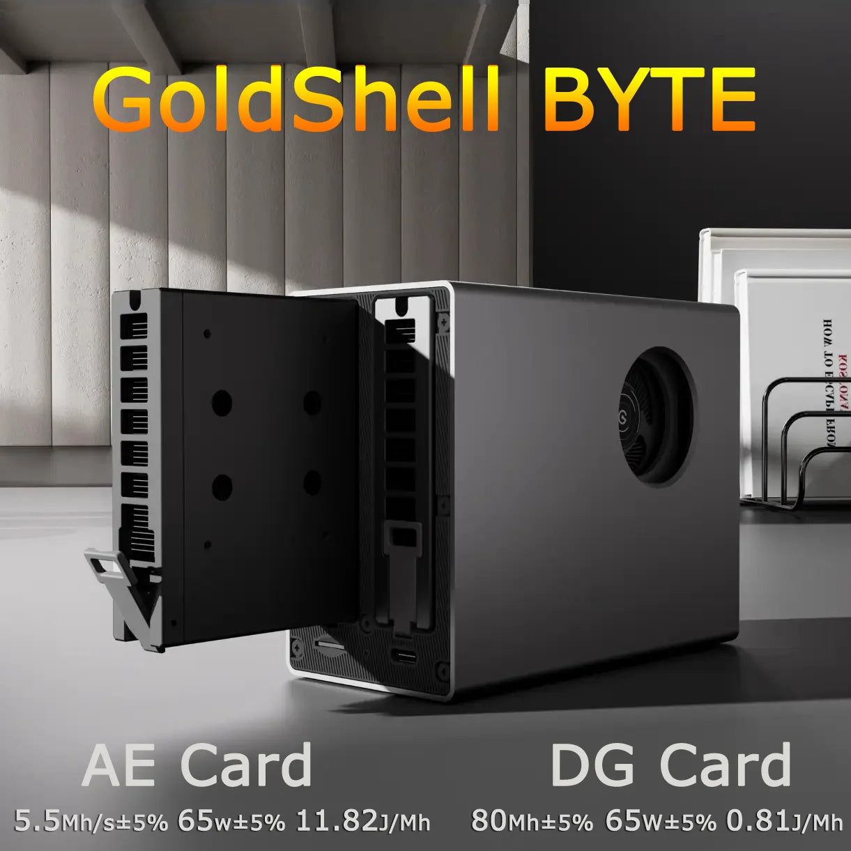 in Stock Goldshell BYTE (Aleo & Doge Dual-Algorithm) DG CARD 80Mh/s AE CARD 5.5Mh/s Aleo & Doge 140W Mining Machine