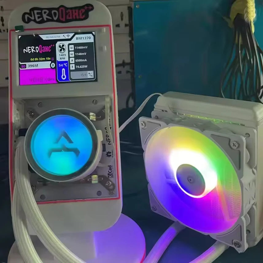 2025 New Bitaxe NerdQaxe++Water Cooling 4.8th/s Computing Power Bitcoin Miner White