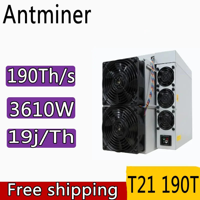 Antminer T21 190T Mining Crypto Machine New In Stock 3610W Bitcoin SHA-256 Miner DHL Delivery