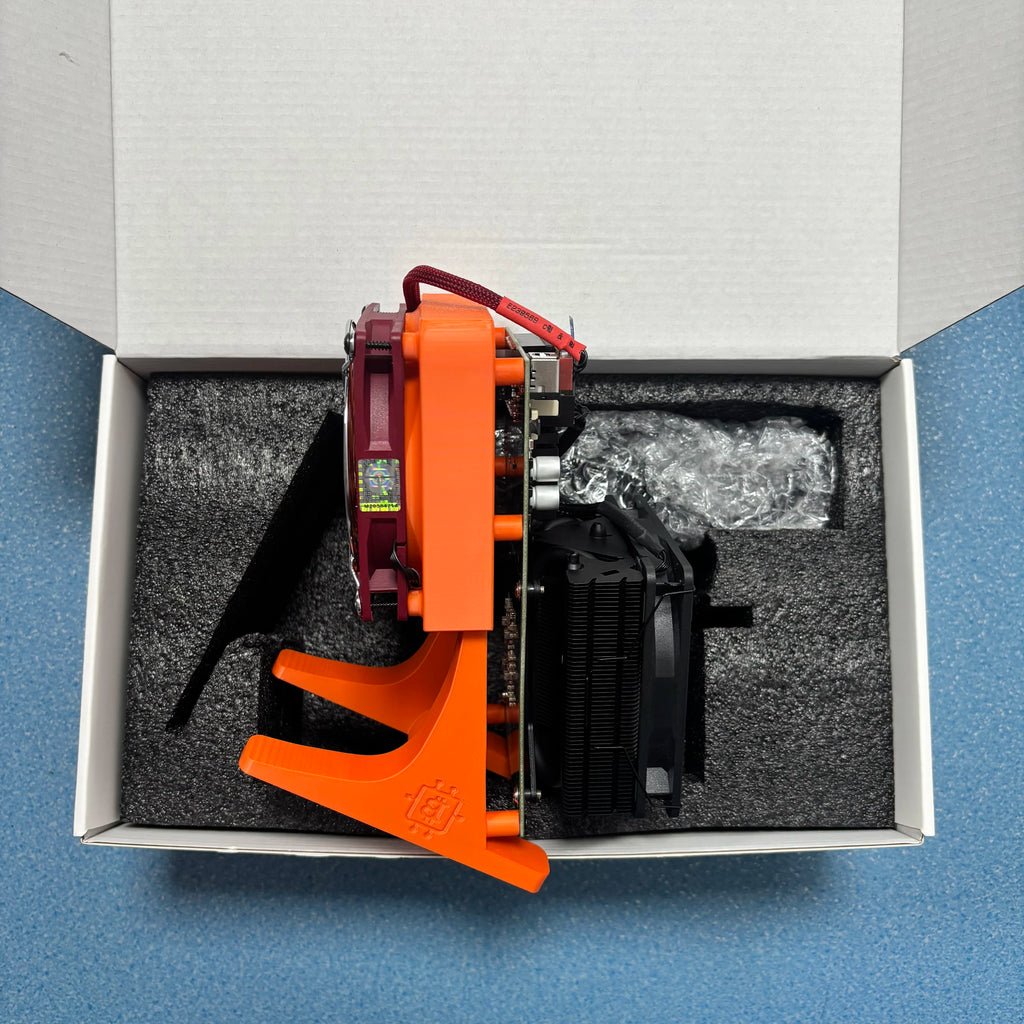 Orange bracket NerdQaxe++ 4.8T ASIC Bitcoin Miner with 2 High-Performance Fans – Efficient Crypto Mining Device for BTC